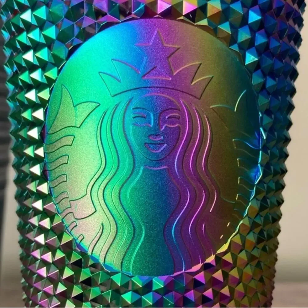 🆕 STARBUCKS Halloween Oil Slick Metallic Rainbow Stud Venti Key Chain Ornament